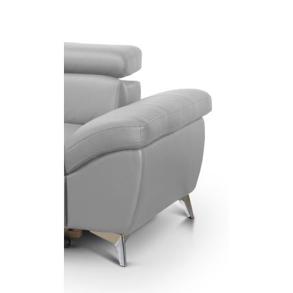 L-förmiges Klapp-Ecksofa aus Leder SALERNO II links grau