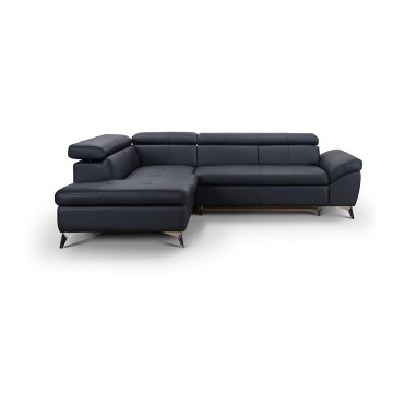 L-förmiges Klapp-Ecksofa aus Leder SALERNO II links schwarz