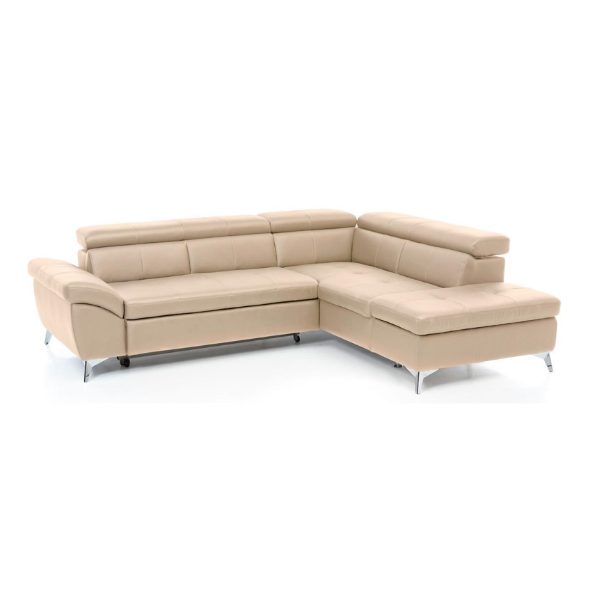 L-förmiges Klapp-Ecksofa aus Leder SALERNO II rechts beige