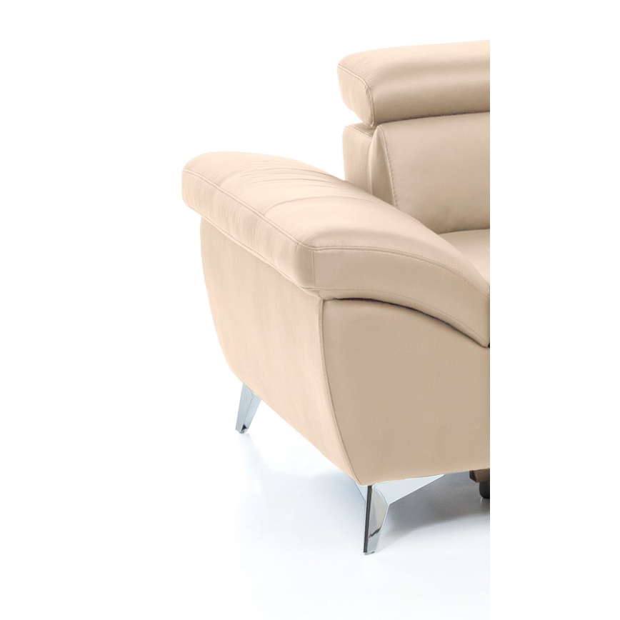 L-förmiges Klapp-Ecksofa aus Leder SALERNO II rechts beige