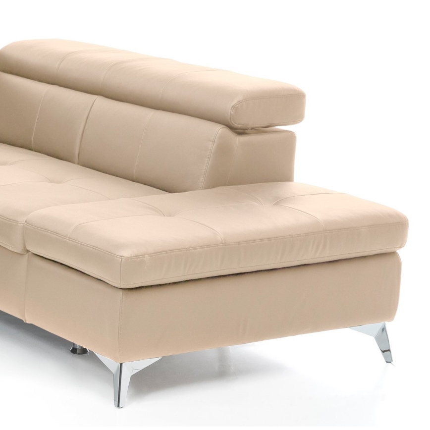 L-förmiges Klapp-Ecksofa aus Leder SALERNO II rechts beige
