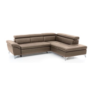 L-förmiges Klapp-Ecksofa aus Leder SALERNO II rechts braun