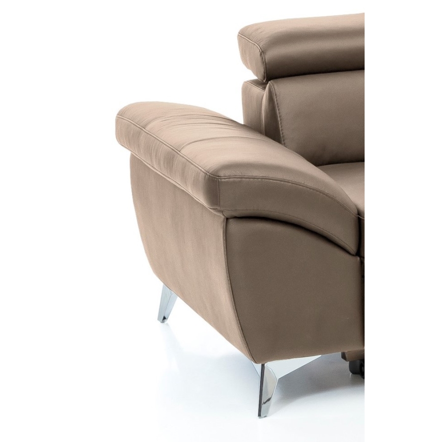 L-förmiges Klapp-Ecksofa aus Leder SALERNO II rechts braun