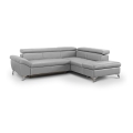 L-förmiges Klapp-Ecksofa aus Leder SALERNO II rechts grau