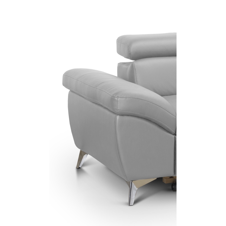 L-förmiges Klapp-Ecksofa aus Leder SALERNO II rechts grau