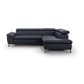 L-förmiges Klapp-Ecksofa aus Leder SALERNO II rechts schwarz