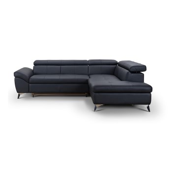 L-förmiges Klapp-Ecksofa aus Leder SALERNO II rechts schwarz