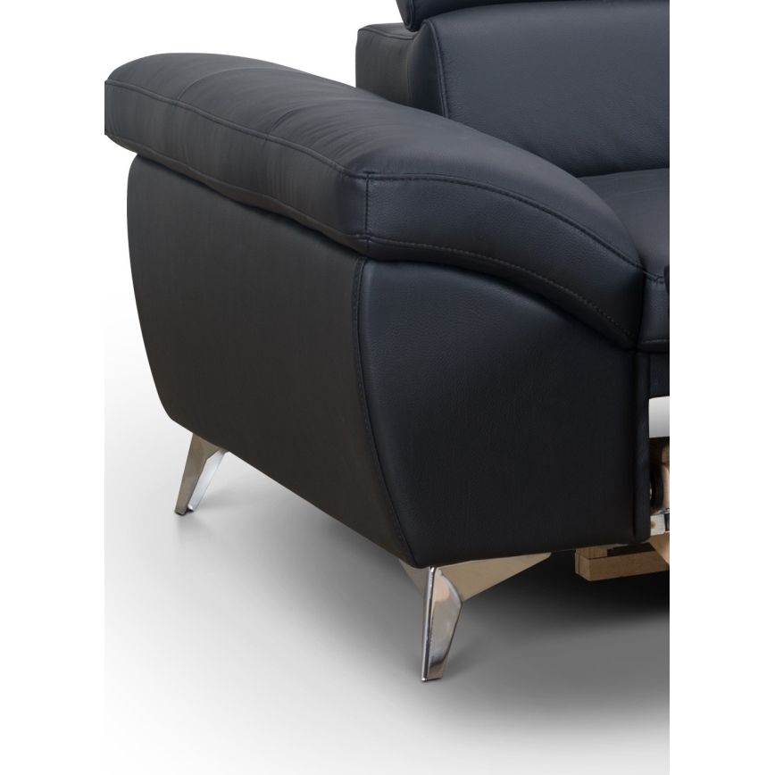 L-förmiges Klapp-Ecksofa aus Leder SALERNO II rechts schwarz
