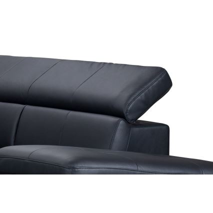 L-förmiges Klapp-Ecksofa aus Leder SALERNO II rechts schwarz