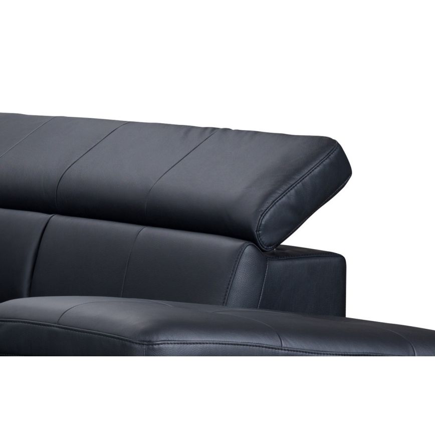 L-förmiges Klapp-Ecksofa aus Leder SALERNO II rechts schwarz