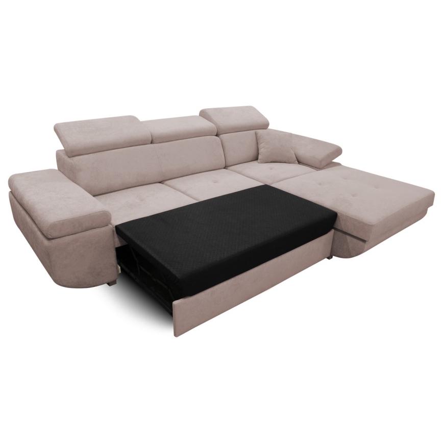 L-förmiges Klapp-Ecksofa mit Stauraum CASTELO links rosa
