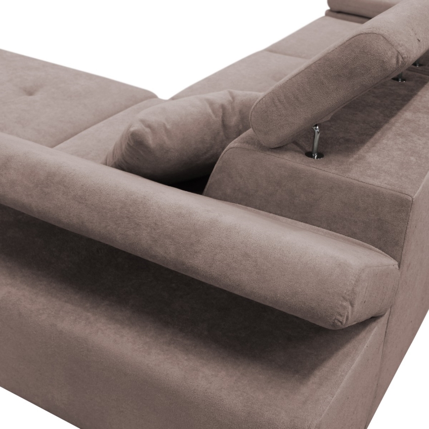 L-förmiges Klapp-Ecksofa mit Stauraum CASTELO links rosa