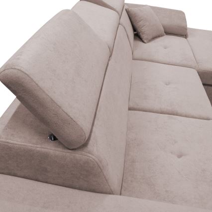 L-förmiges Klapp-Ecksofa mit Stauraum CASTELO rechts rosa