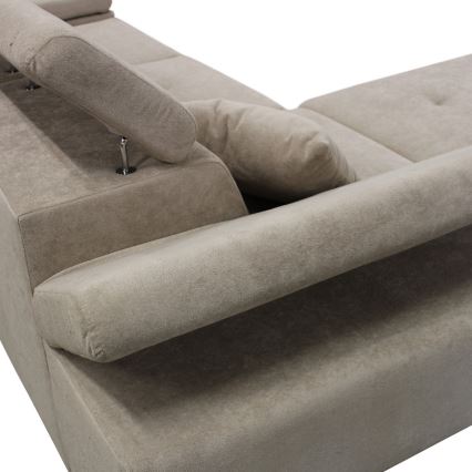 L-förmiges, klappbares Eck-Polstersofa CASTELO links grau