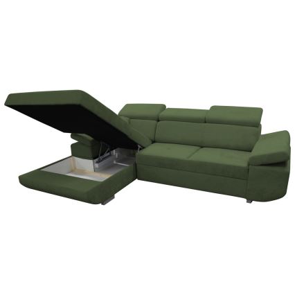 L-förmiges, klappbares Eck-Polstersofa CASTELO links grün