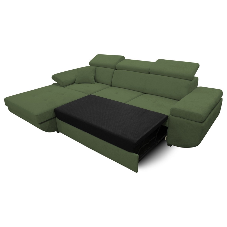 L-förmiges, klappbares Eck-Polstersofa CASTELO links grün