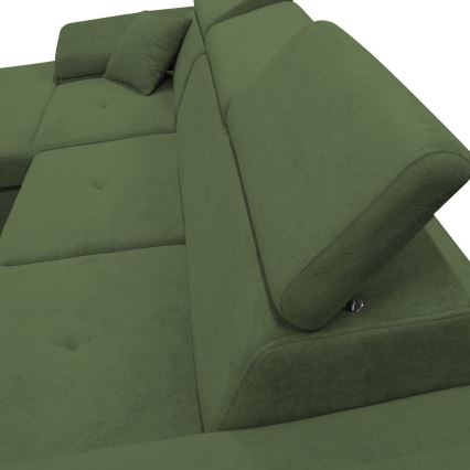 L-förmiges, klappbares Eck-Polstersofa CASTELO links grün