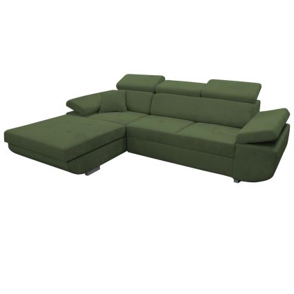 L-förmiges, klappbares Eck-Polstersofa CASTELO links grün