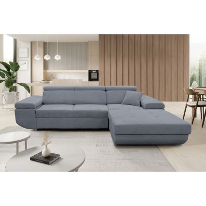 L-förmiges, klappbares Eck-Polstersofa CASTELO rechts dunkelgrau