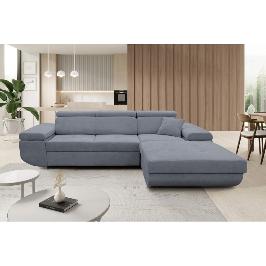 L-förmiges, klappbares Eck-Polstersofa CASTELO rechts dunkelgrau