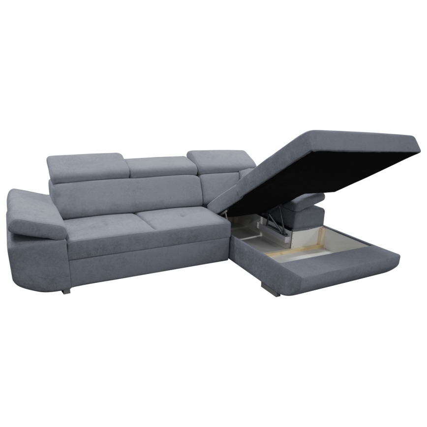 L-förmiges, klappbares Eck-Polstersofa CASTELO rechts dunkelgrau