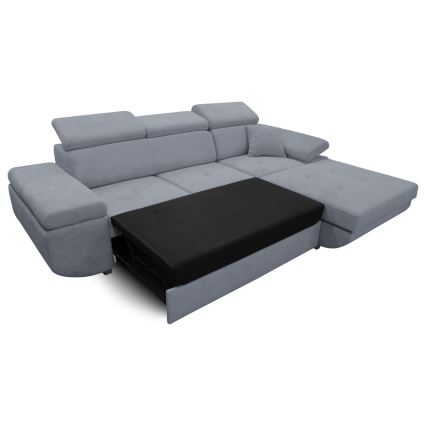 L-förmiges, klappbares Eck-Polstersofa CASTELO rechts dunkelgrau