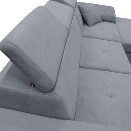 L-förmiges, klappbares Eck-Polstersofa CASTELO rechts dunkelgrau