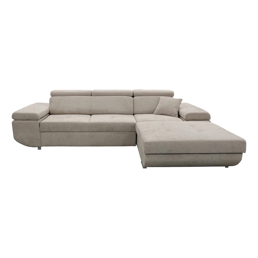 L-förmiges, klappbares Eck-Polstersofa CASTELO rechts grau