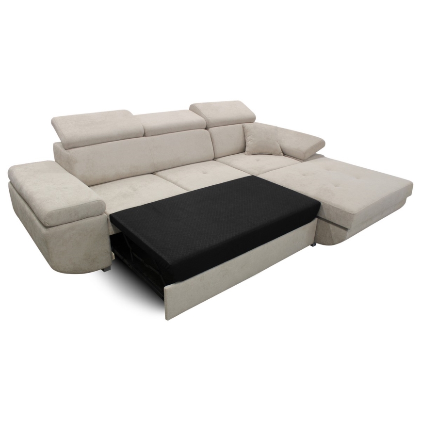 L-förmiges, klappbares Eck-Polstersofa CASTELO rechts grau