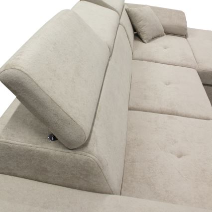 L-förmiges, klappbares Eck-Polstersofa CASTELO rechts grau