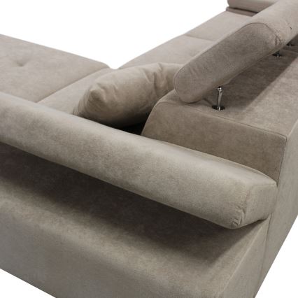 L-förmiges, klappbares Eck-Polstersofa CASTELO rechts grau