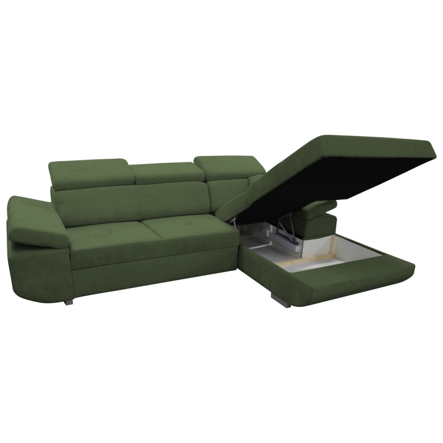 L-förmiges, klappbares Eck-Polstersofa CASTELO rechts grün