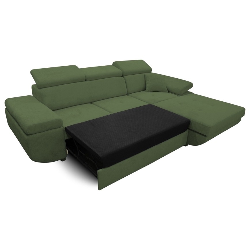 L-förmiges, klappbares Eck-Polstersofa CASTELO rechts grün