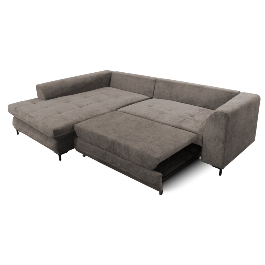 L-förmiges, klappbares Eck-Polstersofa LAGOA links taupe/grau