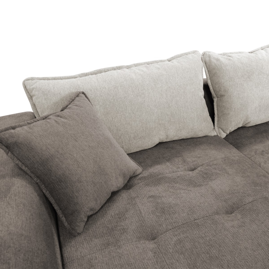 L-förmiges, klappbares Eck-Polstersofa LAGOA links taupe/grau