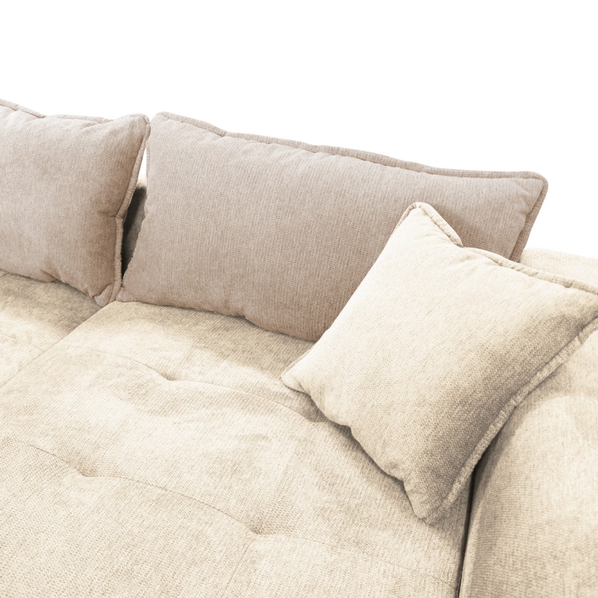L-förmiges, klappbares Eck-Polstersofa LAGOA rechts beige/braun