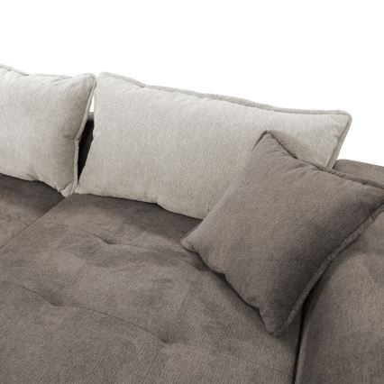 L-förmiges, klappbares Eck-Polstersofa LAGOA rechts taupe/grau