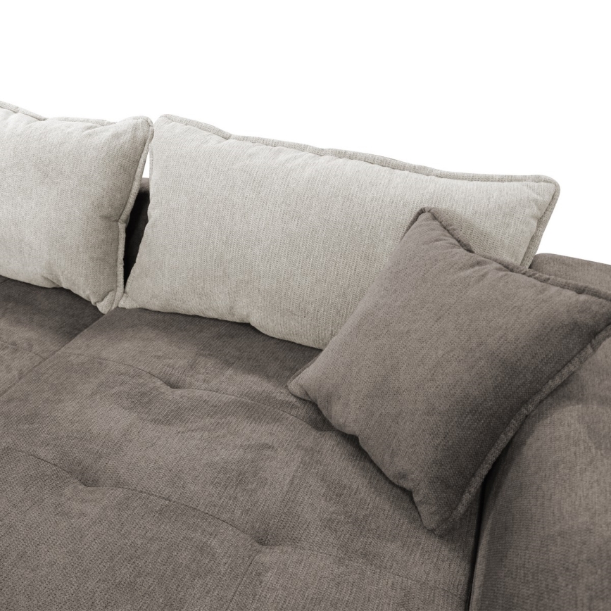 L-förmiges, klappbares Eck-Polstersofa LAGOA rechts taupe/grau