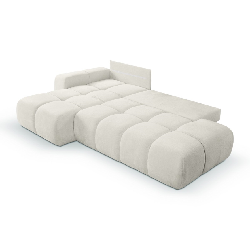 L-förmiges, klappbares Eck-Polstersofa mit Stauraum ALMADA links beige