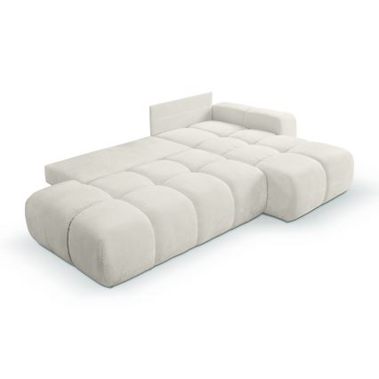 L-förmiges, klappbares Eck-Polstersofa mit Stauraum ALMADA rechts beige