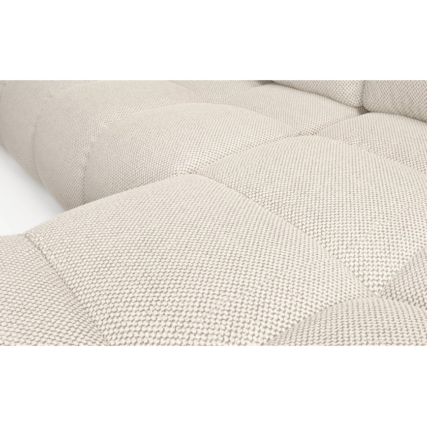 L-förmiges, klappbares Eck-Polstersofa mit Stauraum ALMADA rechts hellbeige
