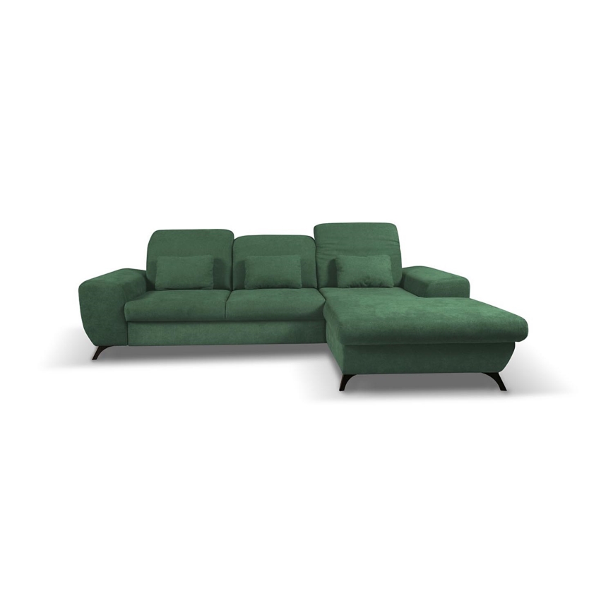 L-förmiges, klappbares Eck-Polstersofa mit Stauraum ALTA rechts grün