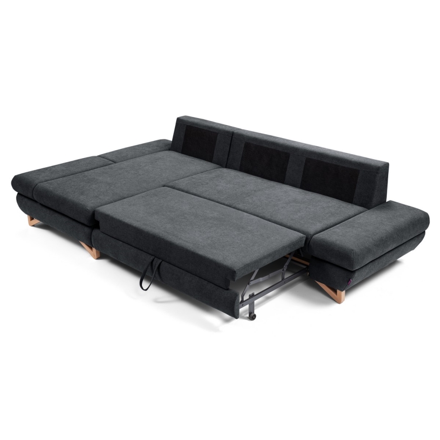 L-förmiges, klappbares Eck-Polstersofa mit Stauraum AVESTA links anthrazit