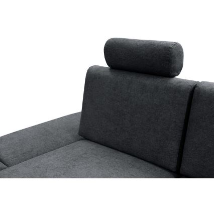 L-förmiges, klappbares Eck-Polstersofa mit Stauraum AVESTA links anthrazit