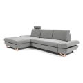 L-förmiges, klappbares Eck-Polstersofa mit Stauraum AVESTA links grau