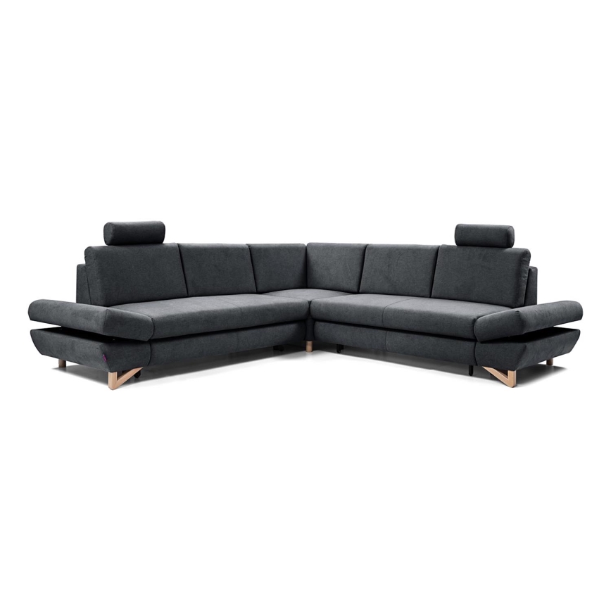 L-förmiges, klappbares Eck-Polstersofa mit Stauraum AVESTA rechts anthrazit