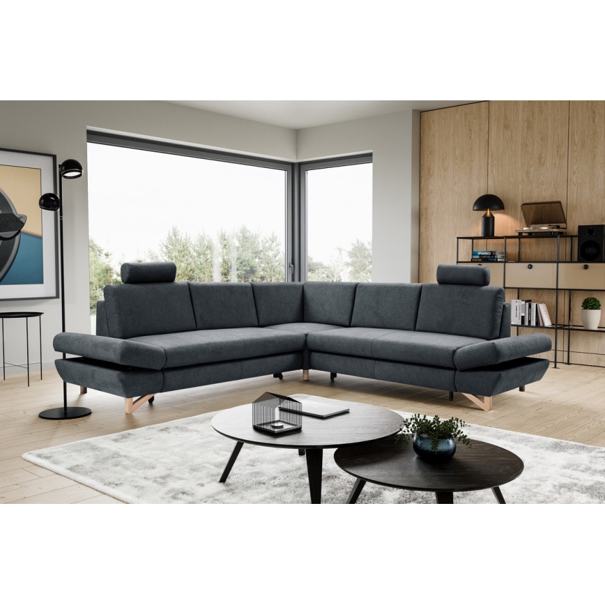L-förmiges, klappbares Eck-Polstersofa mit Stauraum AVESTA rechts anthrazit