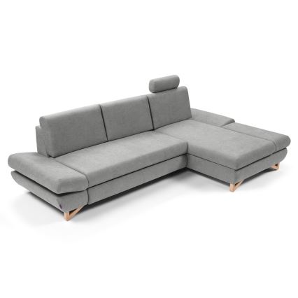 L-förmiges, klappbares Eck-Polstersofa mit Stauraum AVESTA rechts grau