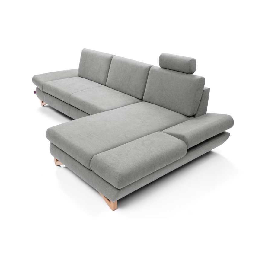 L-förmiges, klappbares Eck-Polstersofa mit Stauraum AVESTA rechts grau