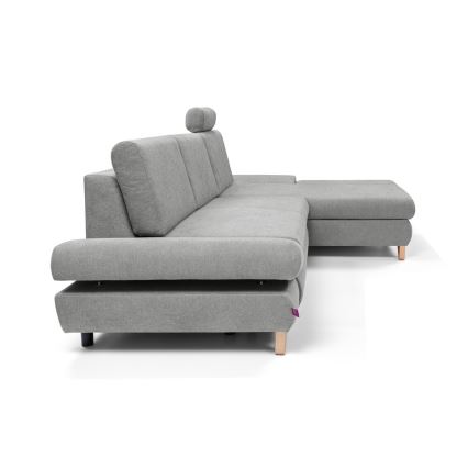 L-förmiges, klappbares Eck-Polstersofa mit Stauraum AVESTA rechts grau